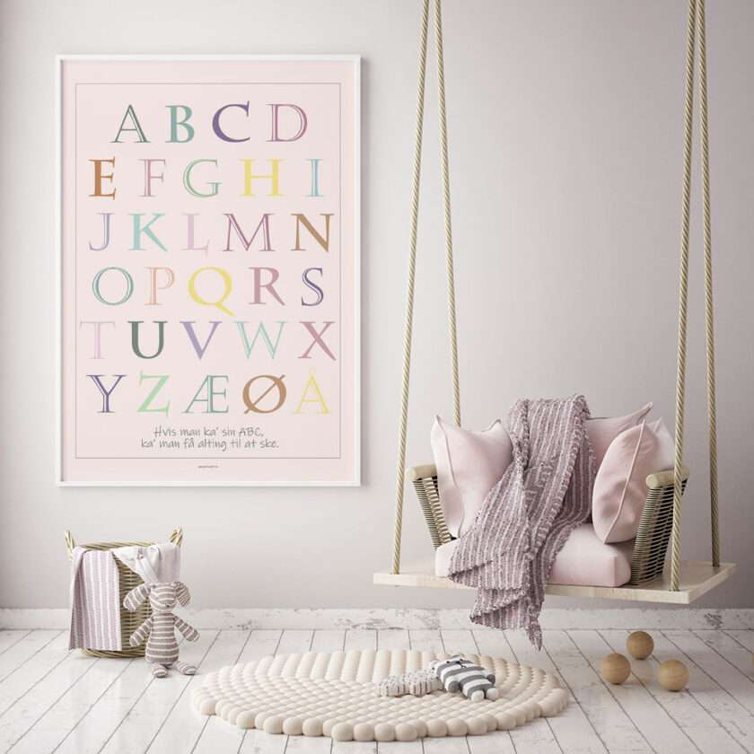 ABC plakat med facetterede bogstaver