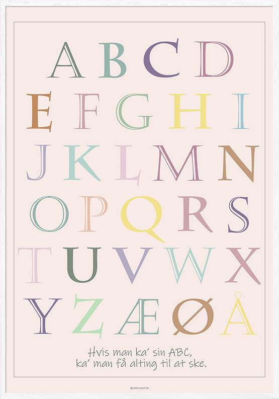 Billede af ABC plakat med facetterede bogstaver
