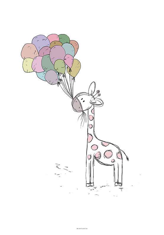 Giraf med balloner plakat