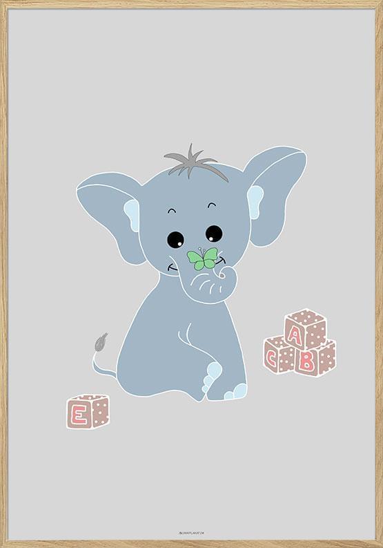 Billede af Plakat med elefant og legeklodser