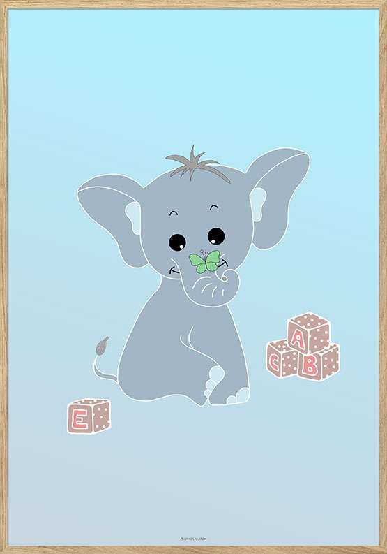 Elefant plakat til drengeværelse