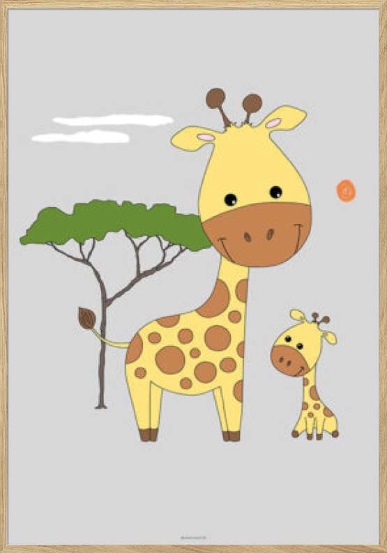 Børneplakat med girafmor og unge