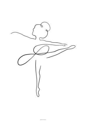 One line drawing - Ballerina plakat
