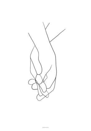 One line drawing - Holding hands plakat