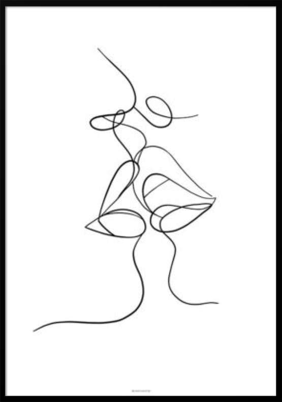 One line drawing - Kiss plakat
