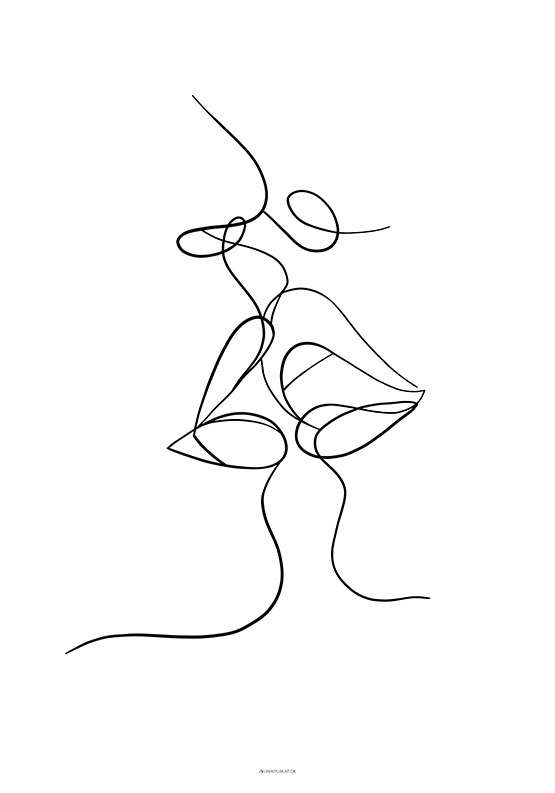 One line drawing - Kiss plakat