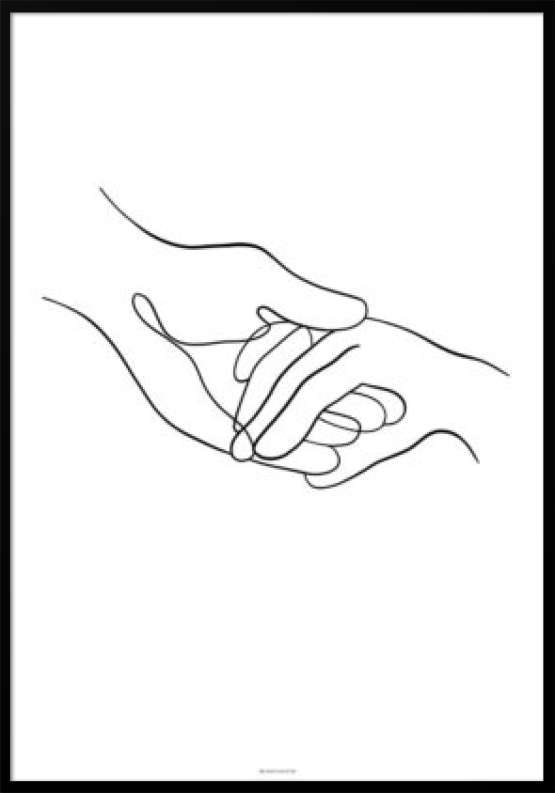One line drawing - Take my hands plakat