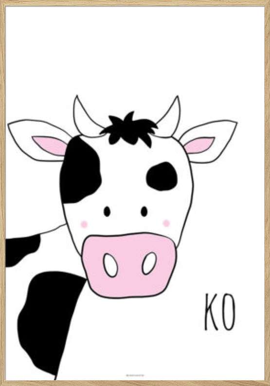 Plakat til børneværelset med ko