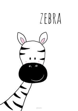 Zebraplakat sort hvid