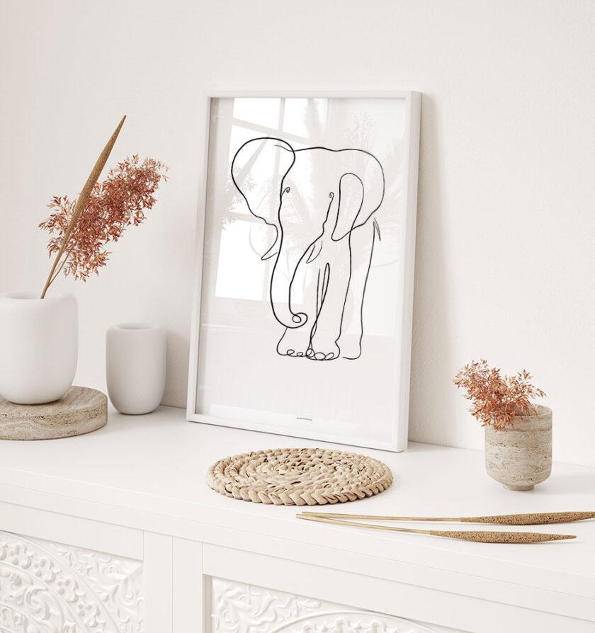Stregtegning - Plakat med elefant