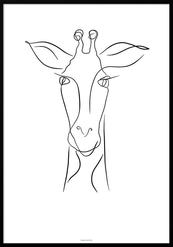 Billede af Stregtegning giraf plakat