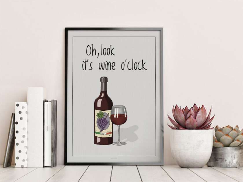 Vinplakat - Wine o'clock