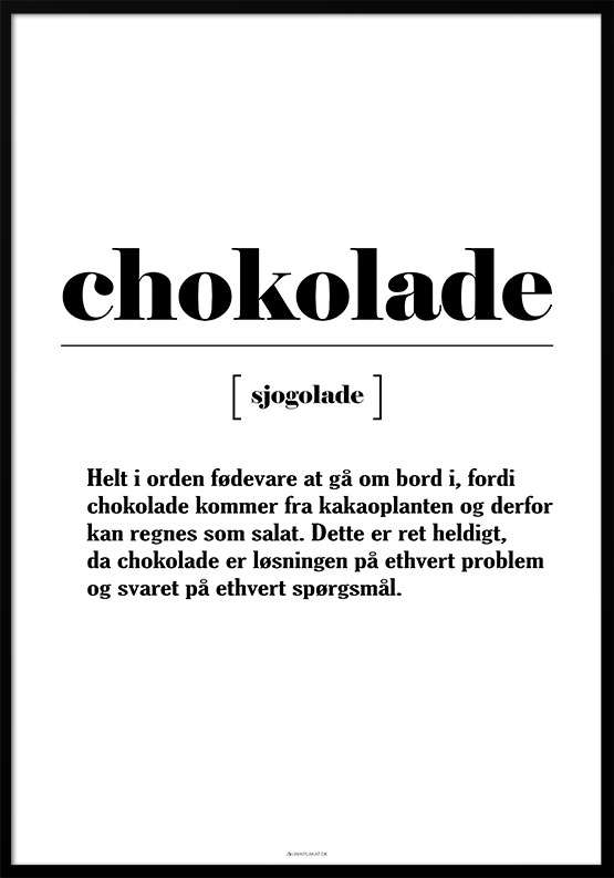 Chokolade definitionsplakat