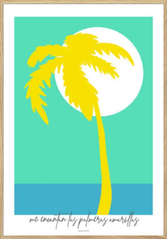 Kunstplakat med gul palme