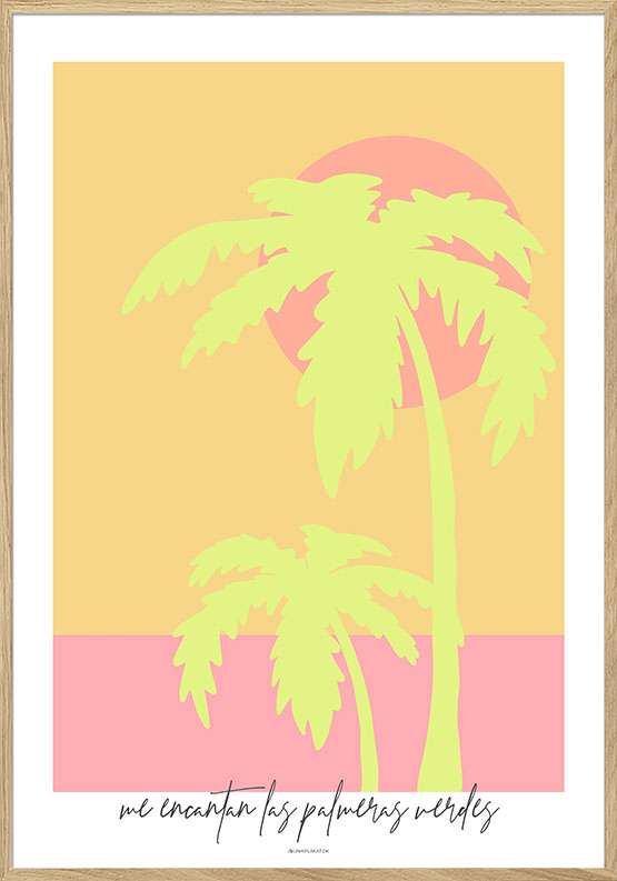 Billede af Kunstplakat - To limegrønne palmer