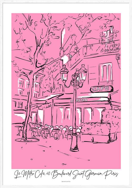 Farverig plakat – Le Metro Cafe i Paris