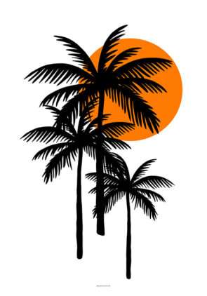 Plakat med tre sorte palmer