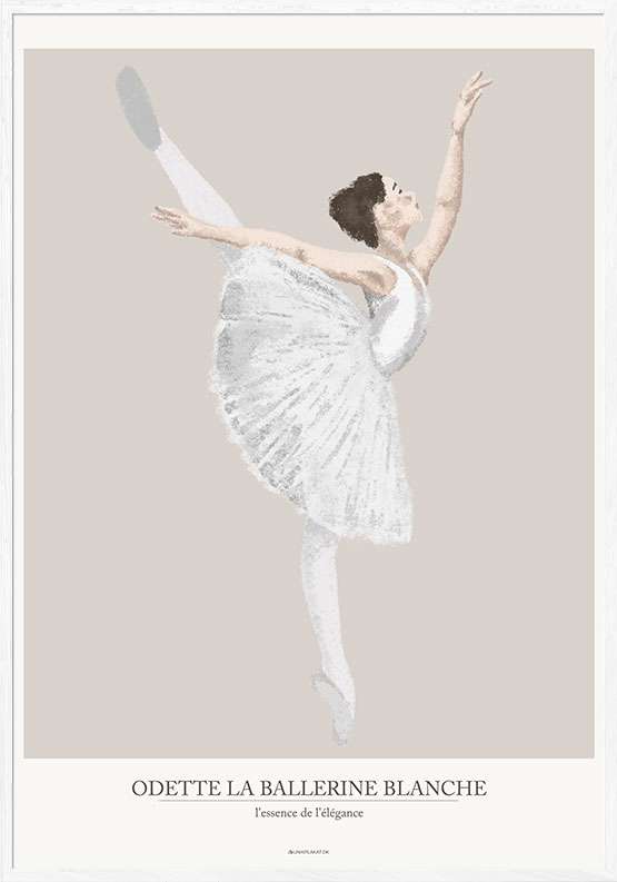 Plakat med kultegning - Den hvide ballerina 