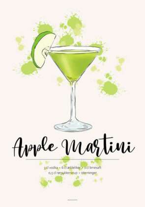 Opskrift plakat - Apple Martini