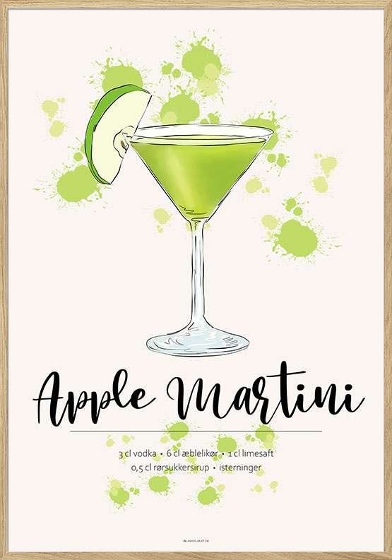 Billede af Apple Martini opskrift plakat