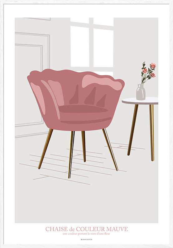 Grafisk plakat – stol i farven mauve