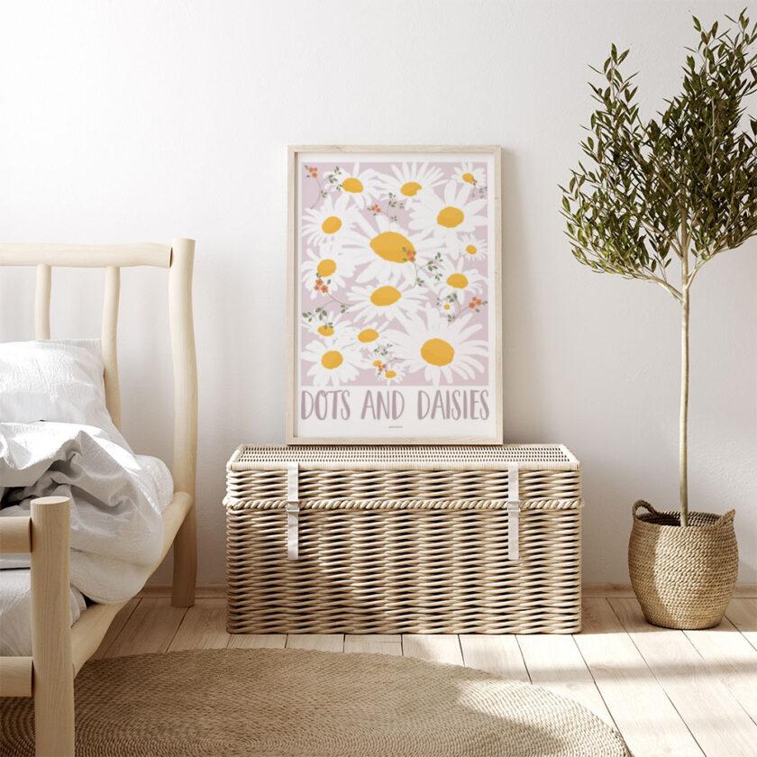 Grafisk plakat med blomster - Dots and Daisies