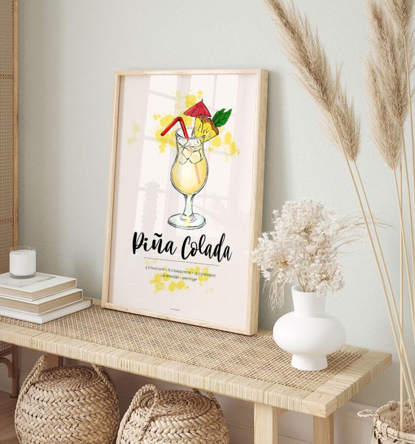 Opskrift plakat med Pina Colada
