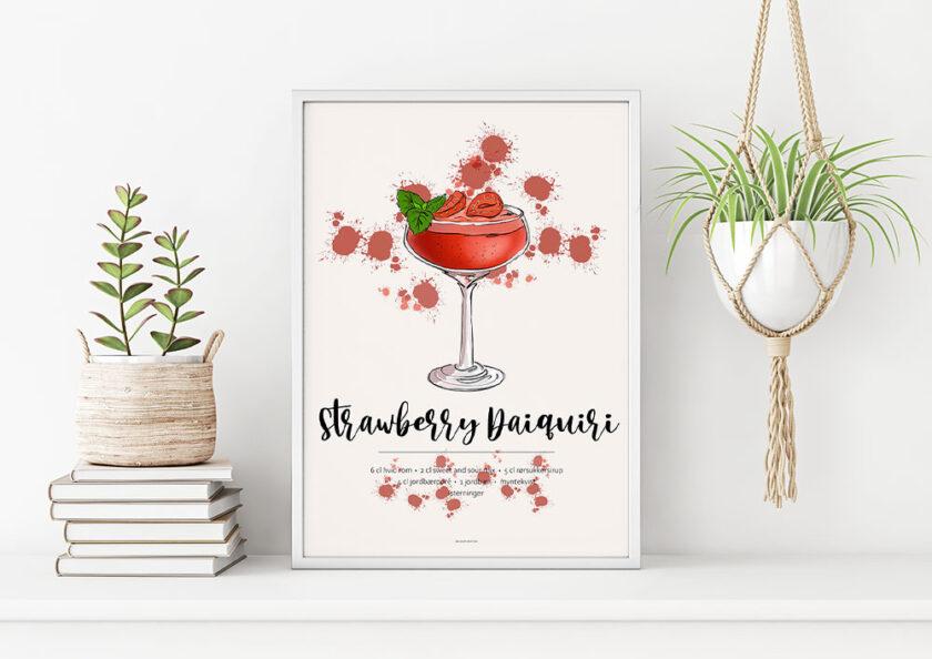 Strawberry Daiquiri opskrift plakat