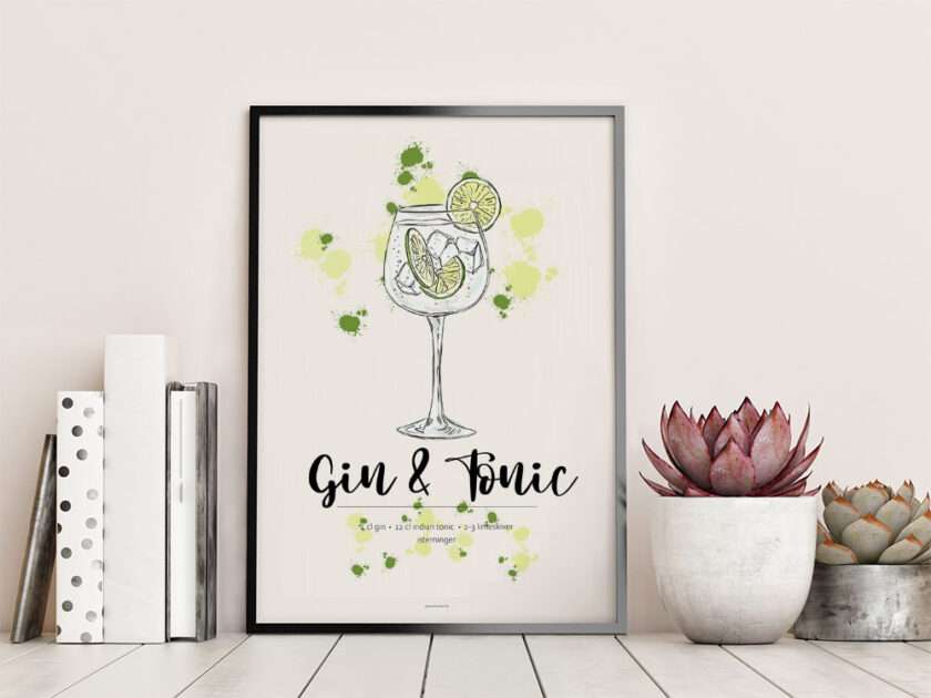Gin & Tonic opskrift plakat
