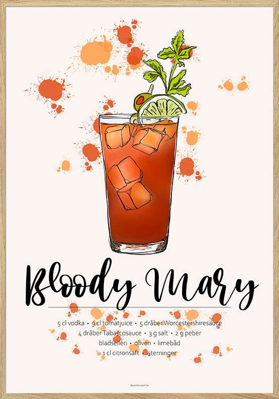Billede af Bloody Mary opskrift plakat