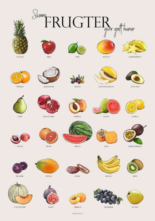 Køkkenplakat med frugter