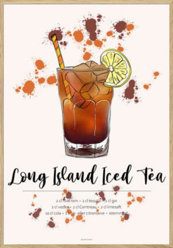 Long Island Iced Tea - Opskrift plakat