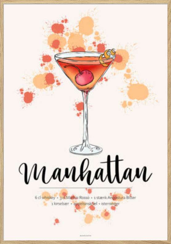 Manhattan drink - Opskrift plakat