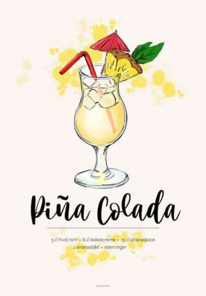 Pina Colada opskrift plakat