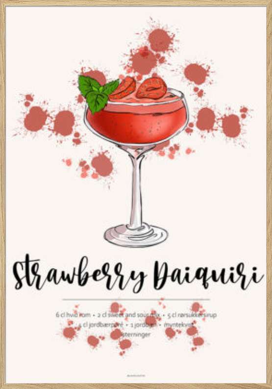Strawberry Daiquiri - Opskrift plakat