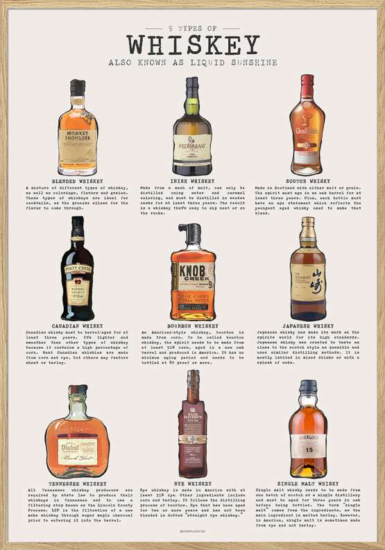 Whisky plakat - 9 typer whiskey