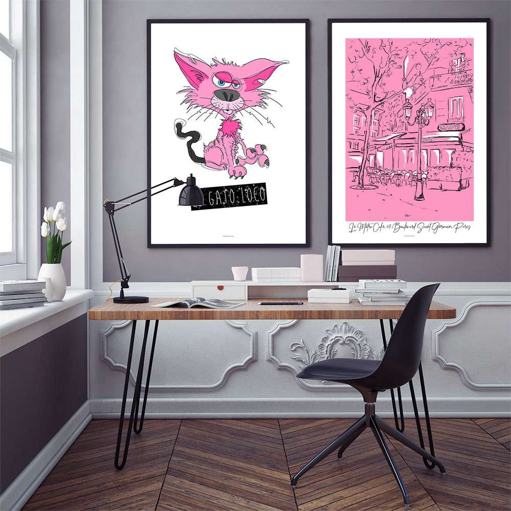 Farverige pink plakater