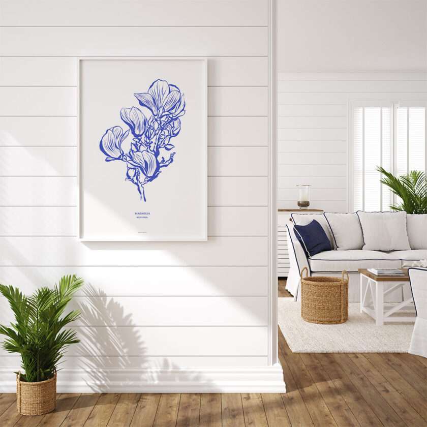 Kunstplakat - Blå magnolia