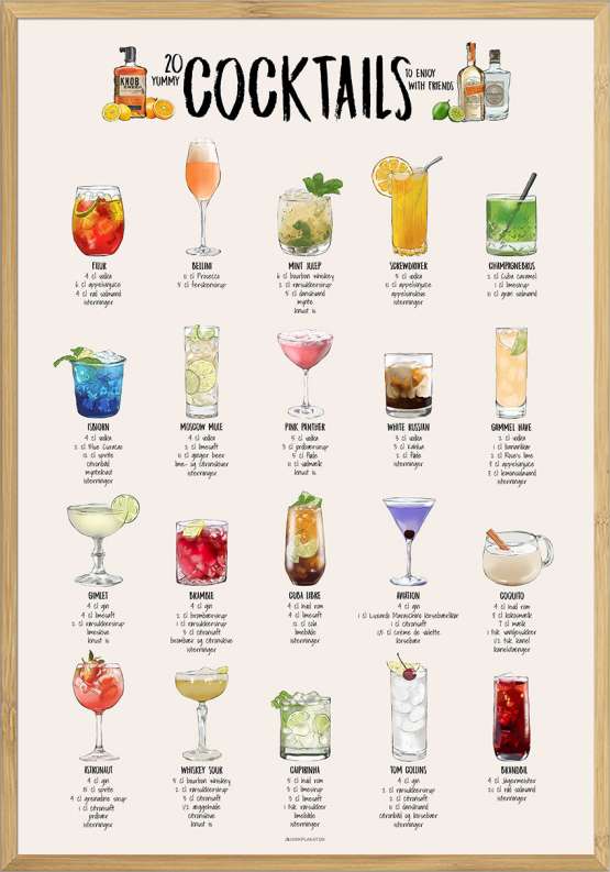 Cocktail plakat – 20 pragtfulde opskrifter på drinks til en skøn aften
