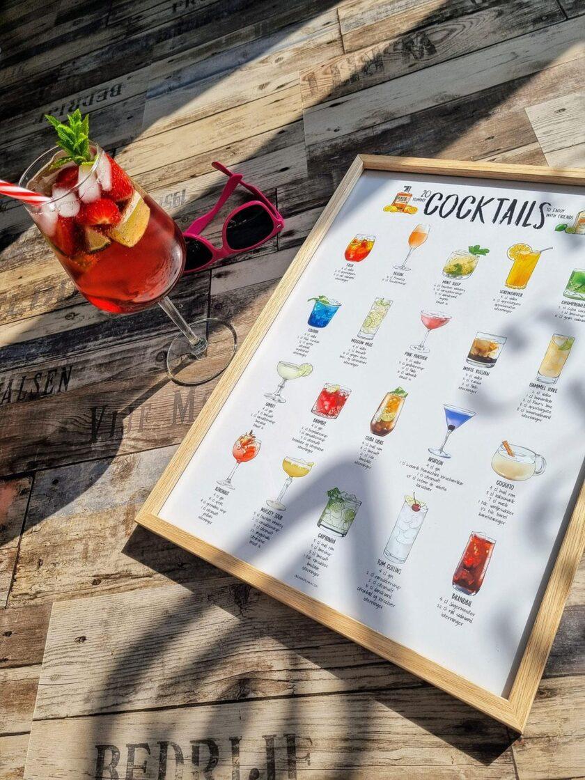 Cocktail plakat med opskrifter