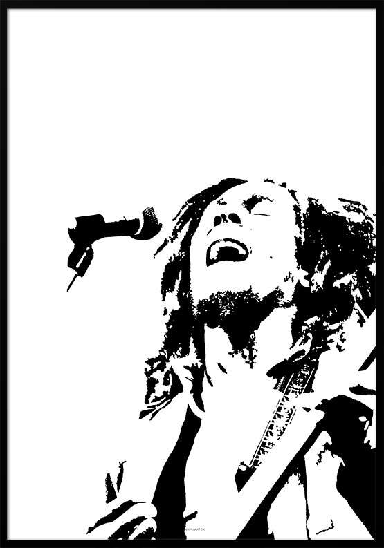Bob Marley plakat – sort/hvid