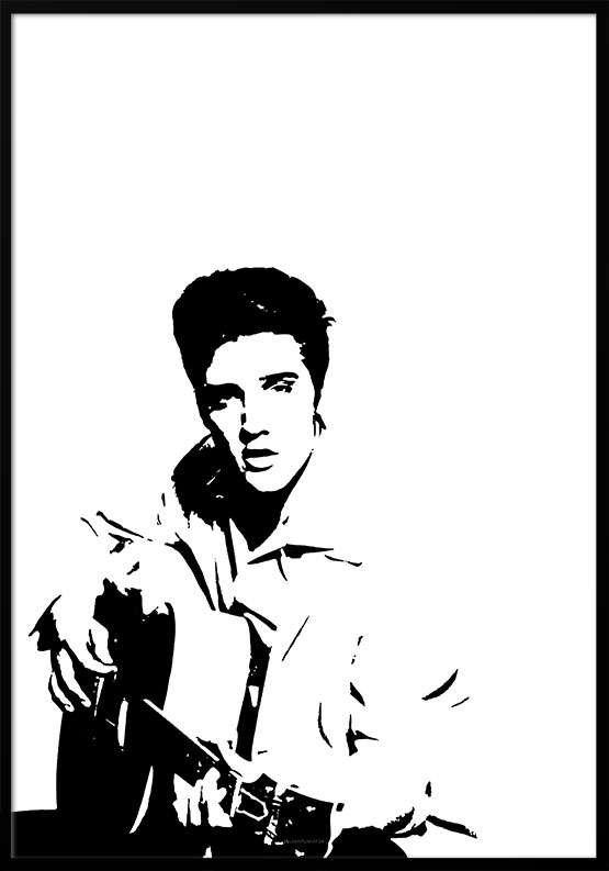 Elvis plakat – sort/hvid