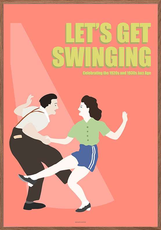Farverig danseplakat - Lets get swinging