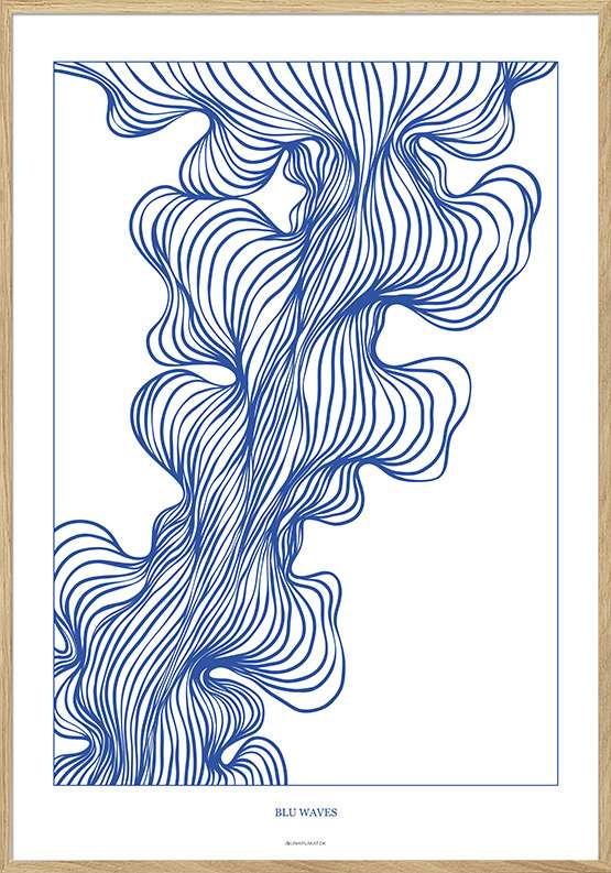 Blu waves – plakat med abstrakt blåt mønster