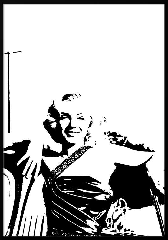 Plakat med Marilyn Monroe – sort/hvid