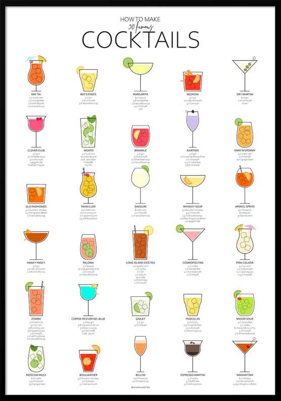 Billede af Grafisk cocktailplakat - Drinksplakat med 30 [namnam!] opskrifter