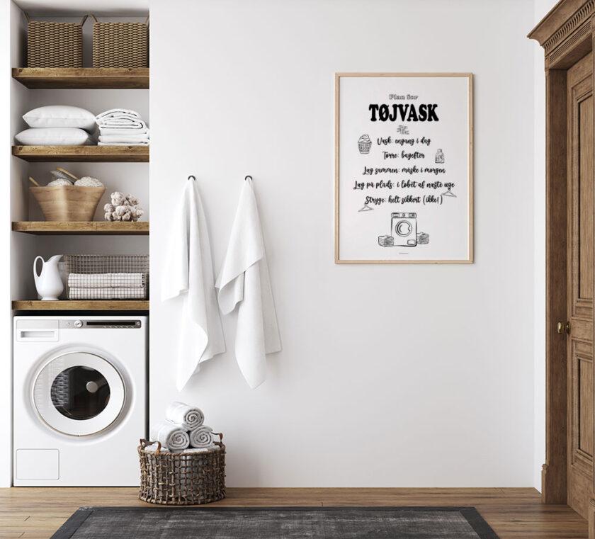 Vaskeplakat med tekst - Plan for tøjvask