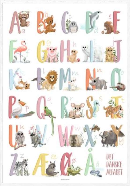 Alfabetplakat med dyr til pige