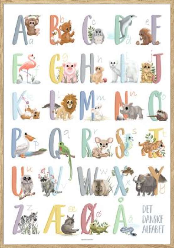 Alfabetplakat med dyr til dreng