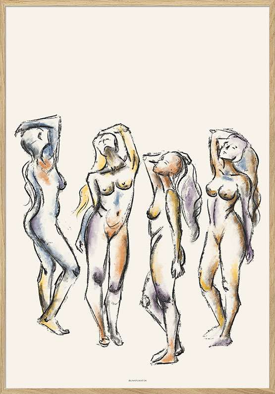 Skitseplakat – kunstplakat med fire kvindeskitser